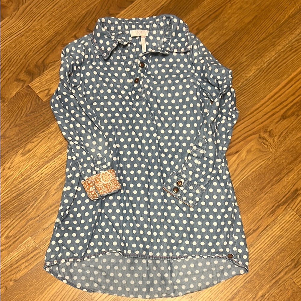 Matilda Jane Blue Polka Dot Button Down Shirt